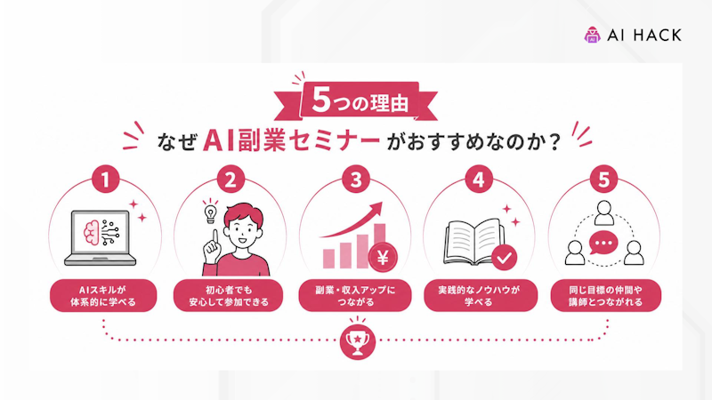 【5つの理由】なぜAI副業セミナーがおすすめなのか?
