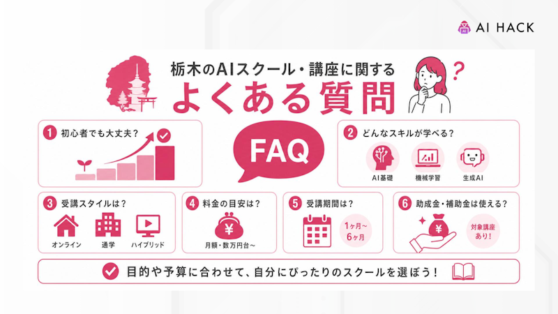 栃木のAIスクール・AI講座に関するよくある質問