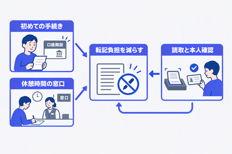 金融窓口の利用者の状況と転記負担を減らす手段の関係