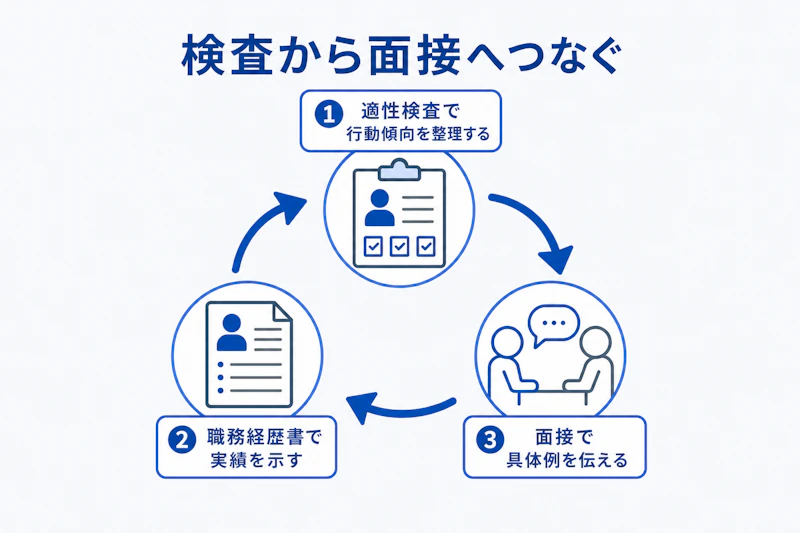 適性検査と職務経歴書と面接の内容を一貫させる図解