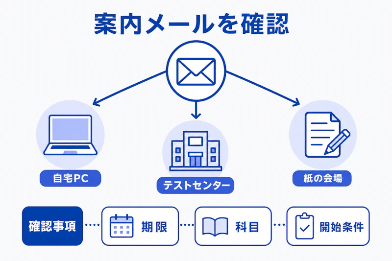 GABの受検形式ごとに確認する準備を示した図