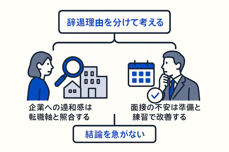 面接辞退前に企業への違和感と面接不安を切り分ける図