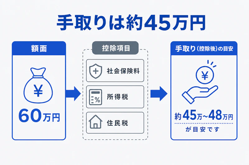 月収60万円から社会保険料と税金が引かれる仕組み