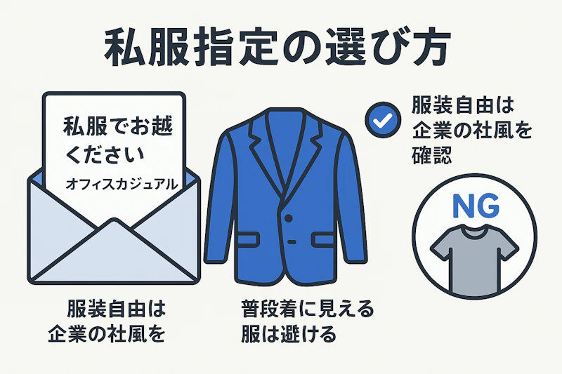 私服指定の転職面接で服装を判断する図