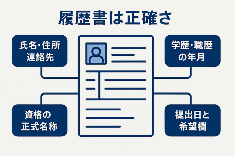 履歴書で確認すべき基本情報を示す図解