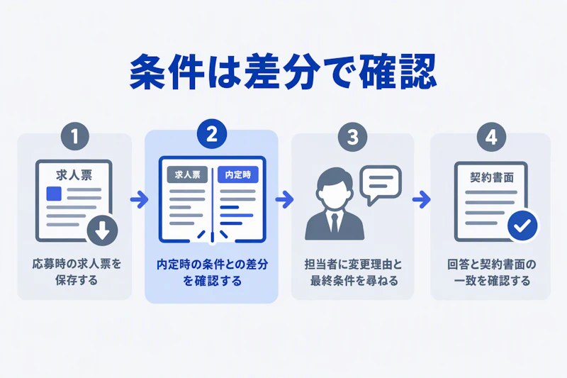 求人票の保存から契約書面の確認までの四つの手順