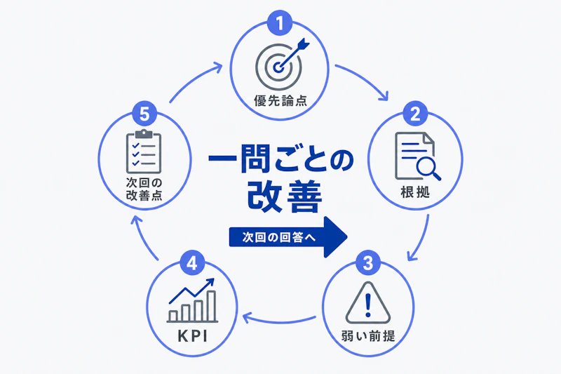 優先論点と弱い前提を振り返るケース面接の練習サイクル