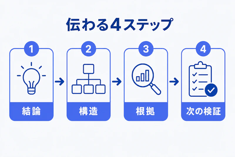結論から次の検証までのケース面接の発話順を示す図