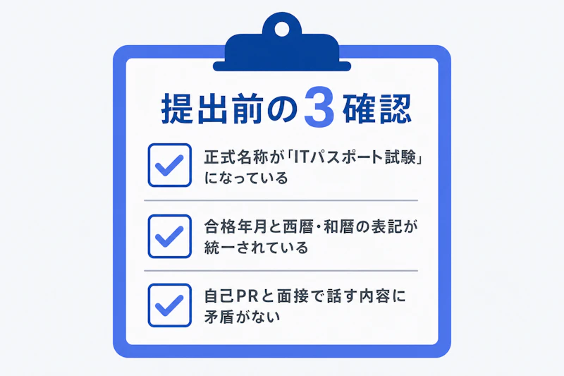 ITパスポートを記載した履歴書の提出前チェックリスト