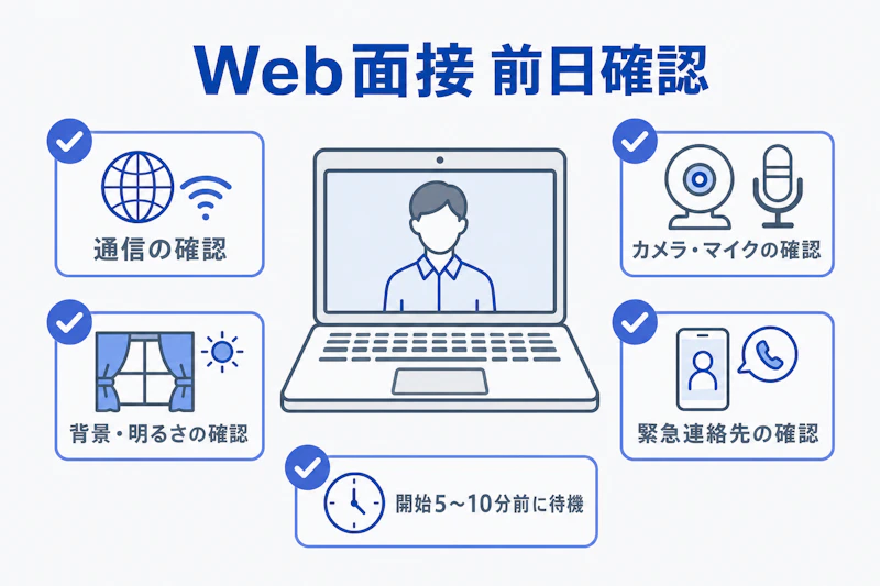 通信や背景などWeb面接前に確認する項目の図