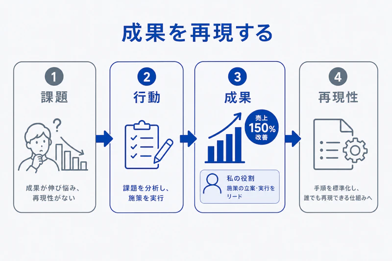 面接実績を課題から再現性までに分ける図