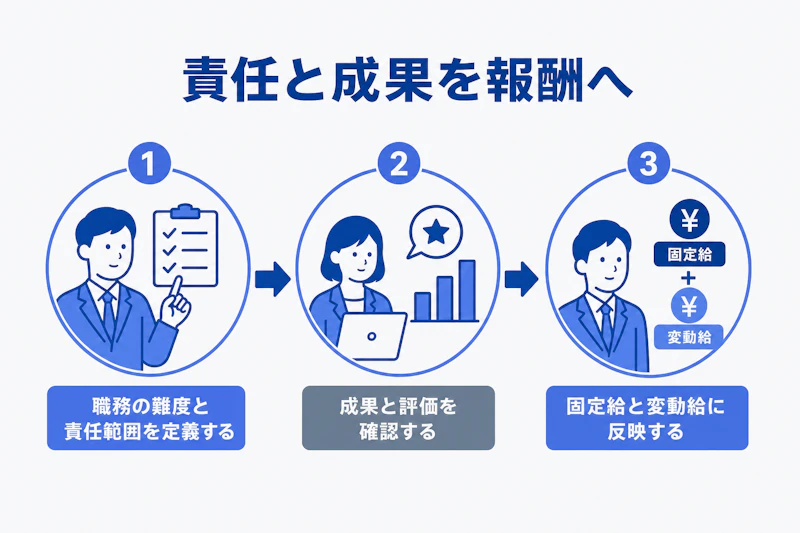 職務の責任と成果が外資系企業の報酬に反映される流れ