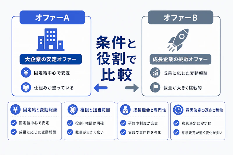 年収と役割を比較して転職先を選ぶ図