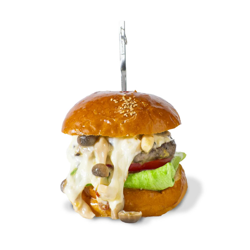 キノコアヒージョ モッツアレラチーズバーガー