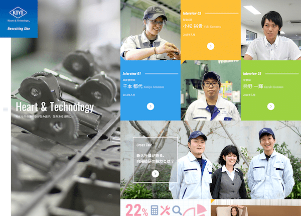 向陽技研株式会社様　採用サイトの実績イメージ