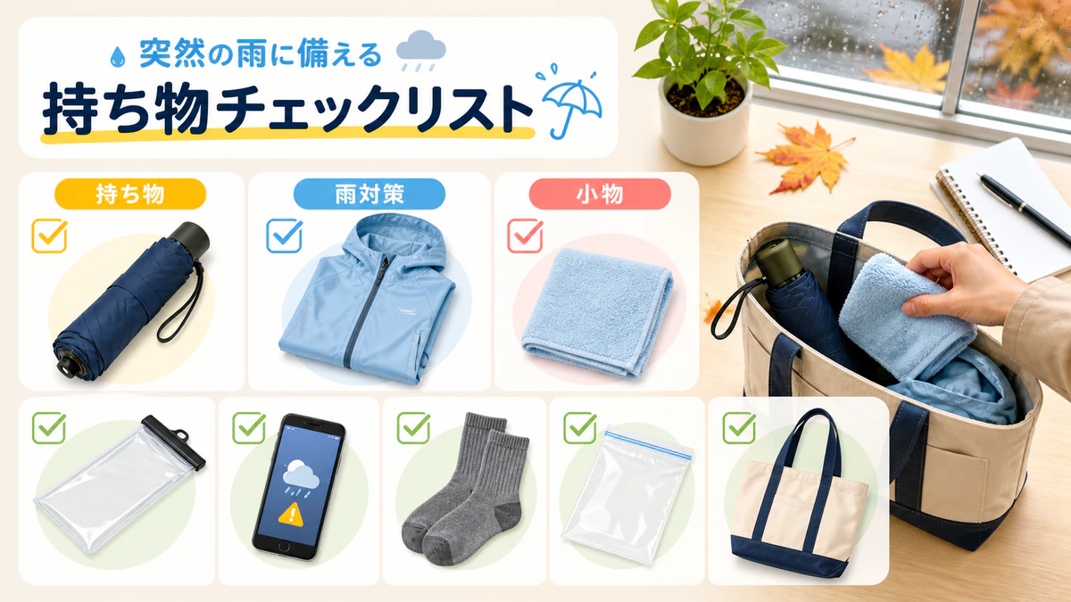 「急な雨」で困らない!2026年秋の【持ち物リスト】徹底解説