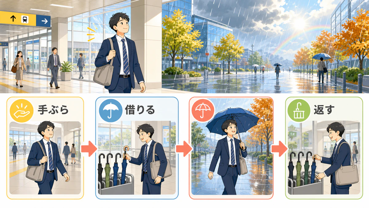 ゲリラ豪雨も怖くない!アイカサで実現する「手ぶら」の秋の外出