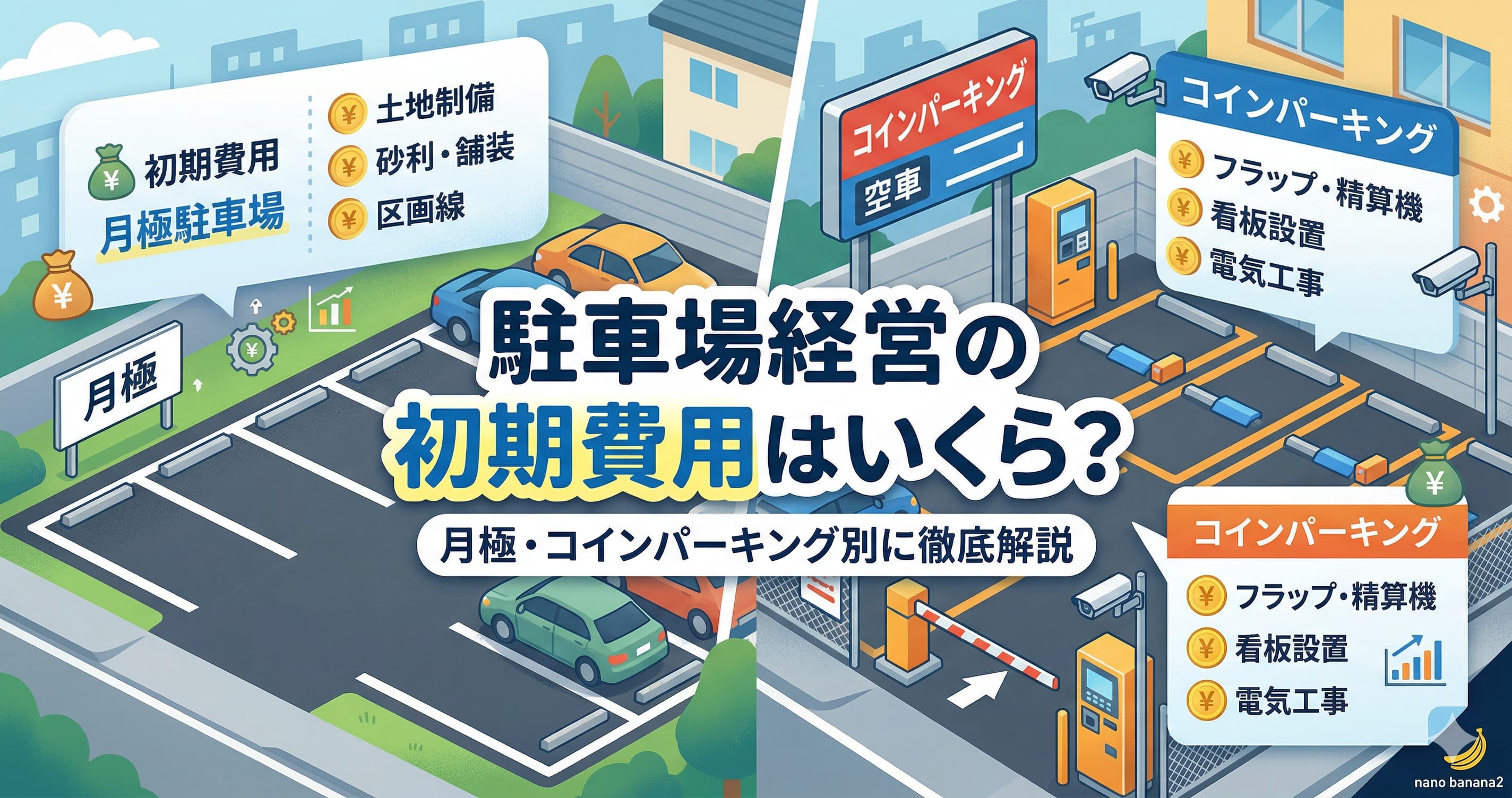駐車場経営の初期費用はいくら？月極・コインパーキング別に徹底解説