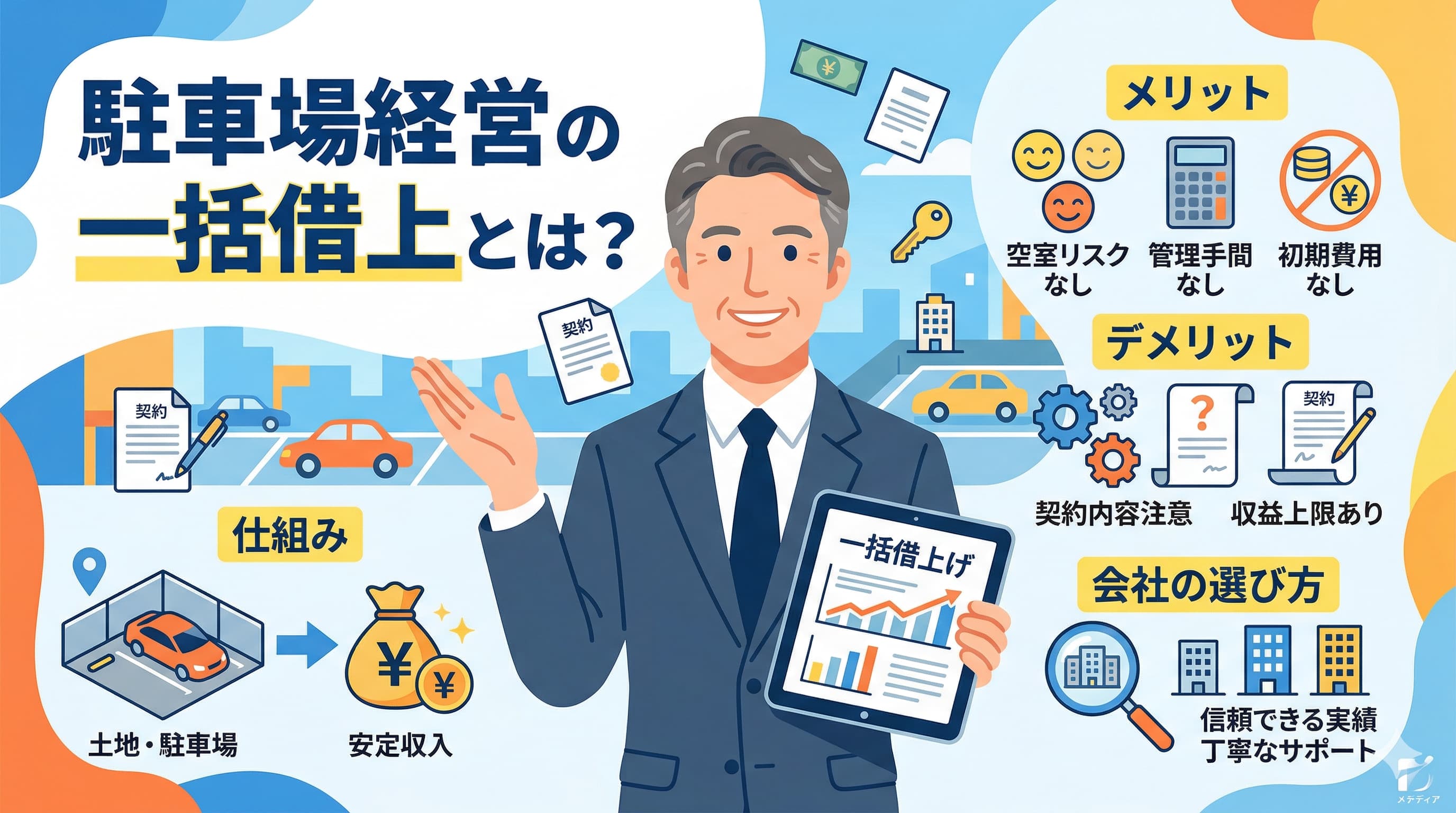 駐車場経営の一括借上とは？仕組み・メリット・デメリット・会社の選び方を徹底解説