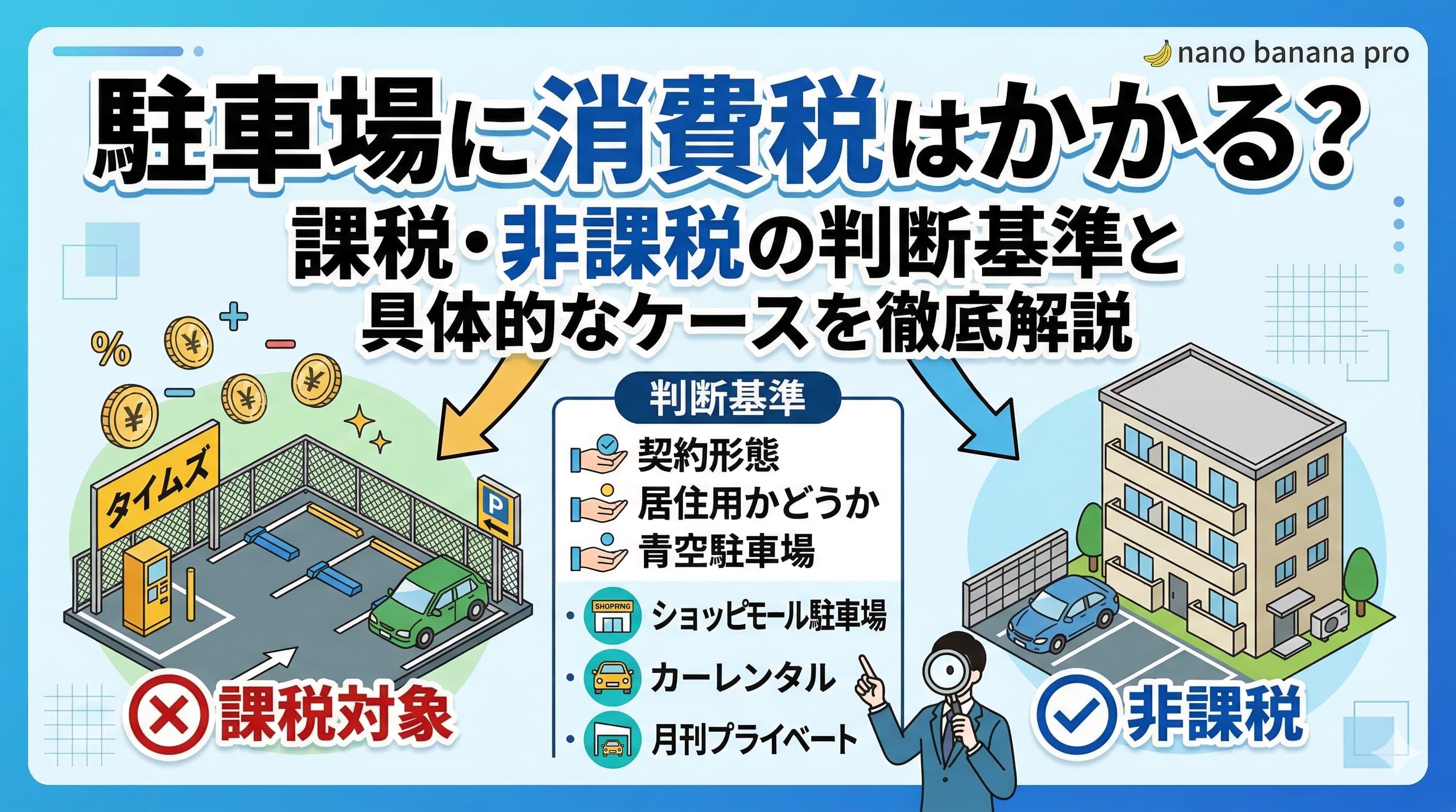 駐車場に消費税はかかる？課税・非課税の判断基準と具体的なケースを徹底解説