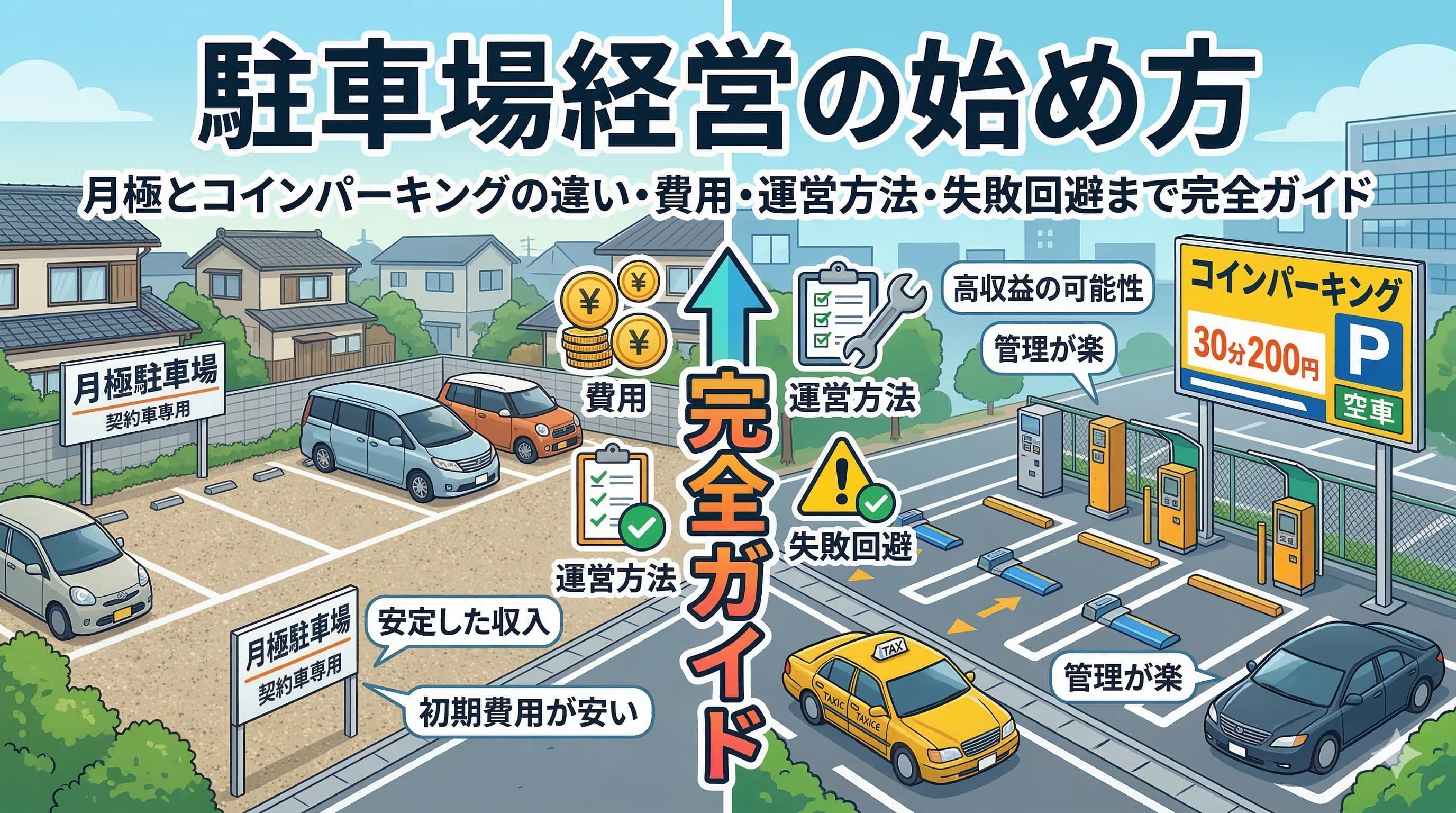 駐車場経営の始め方｜月極とコインパーキングの違い・費用・運営方法・失敗回避まで完全ガイド