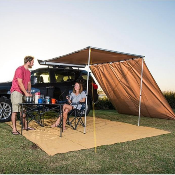 Car side awning with wall