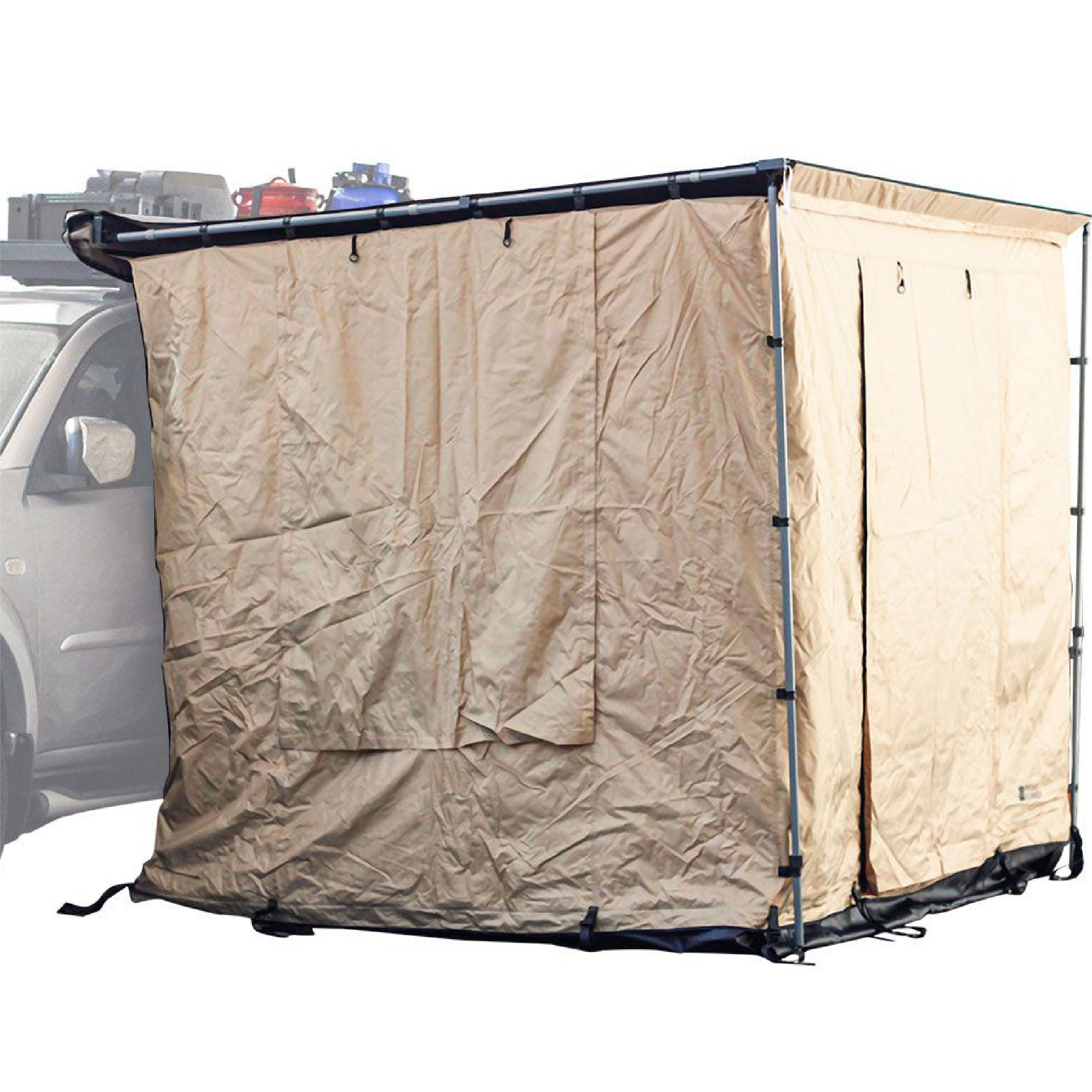 Car side awning with full cover tent (2 doors & 2 windows, double layer)