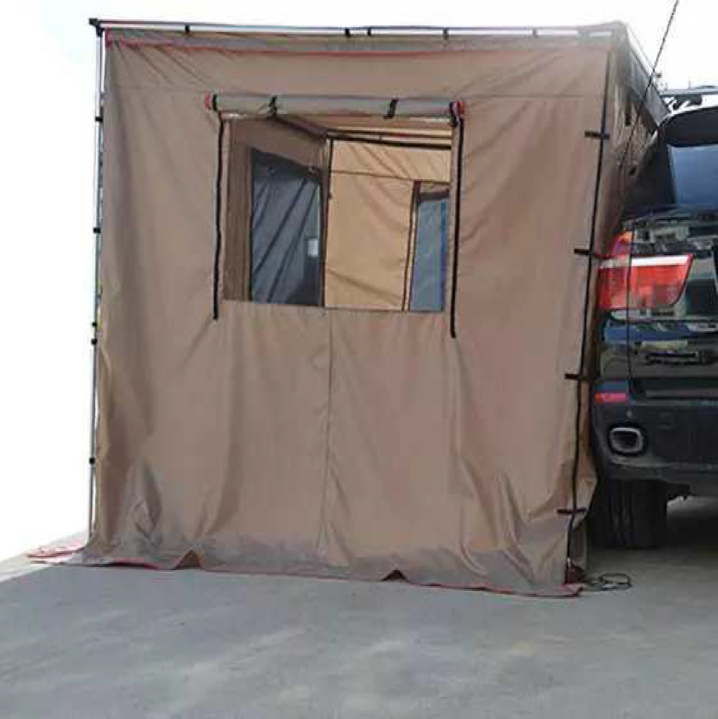 Car side awning with full cover tent (2 doors & 2 windows, double layer)