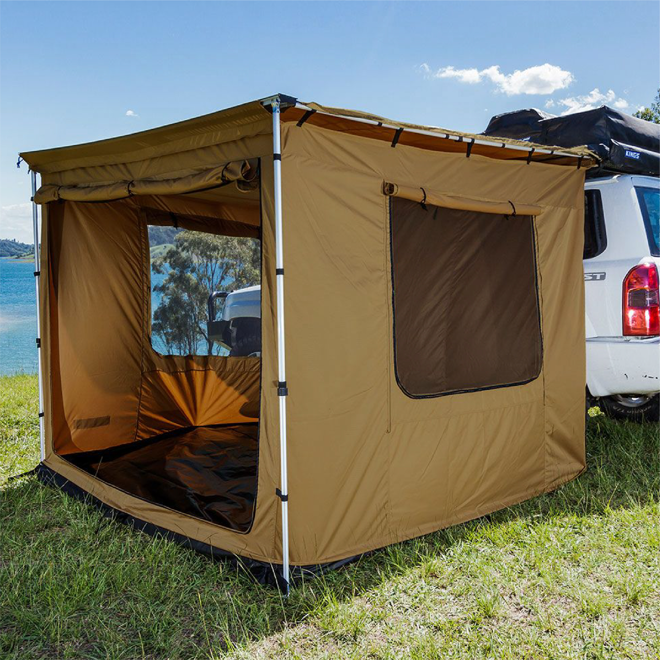 Car awning 2.5x3m with full cover (2 doors & 2 windows, double layer)