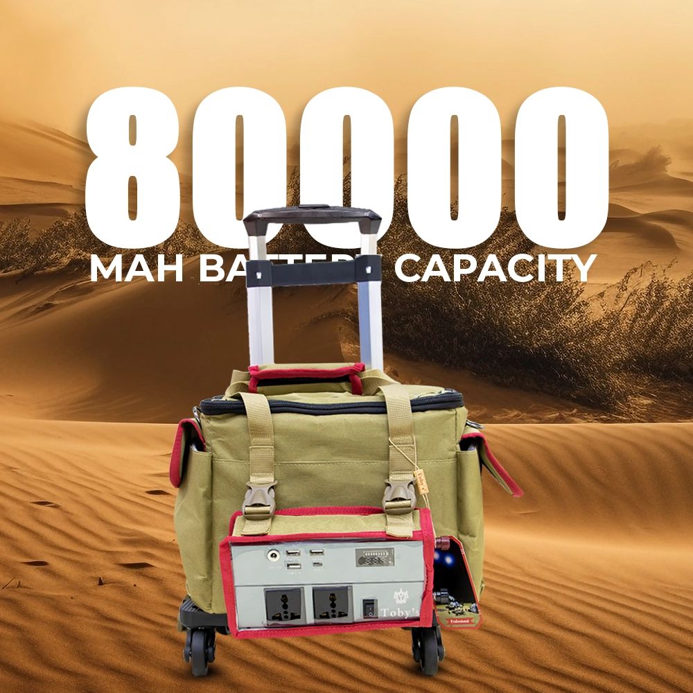Toby’s BTY-100 Power Station Rechargeable Battery (80000mAh) With 500Watts Inverter & Trolley