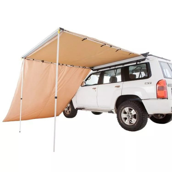Car side awning with wall