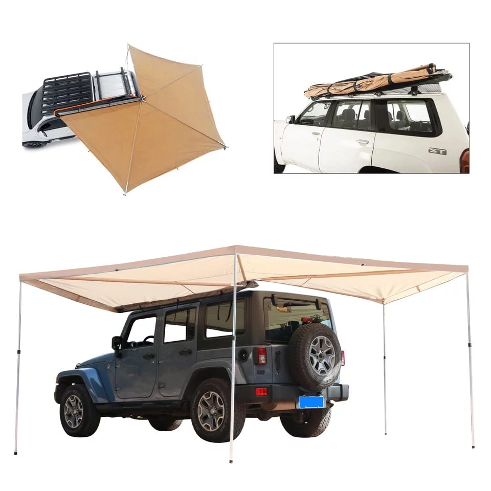 270 Degree 2.5x2.5m Round Car Awning