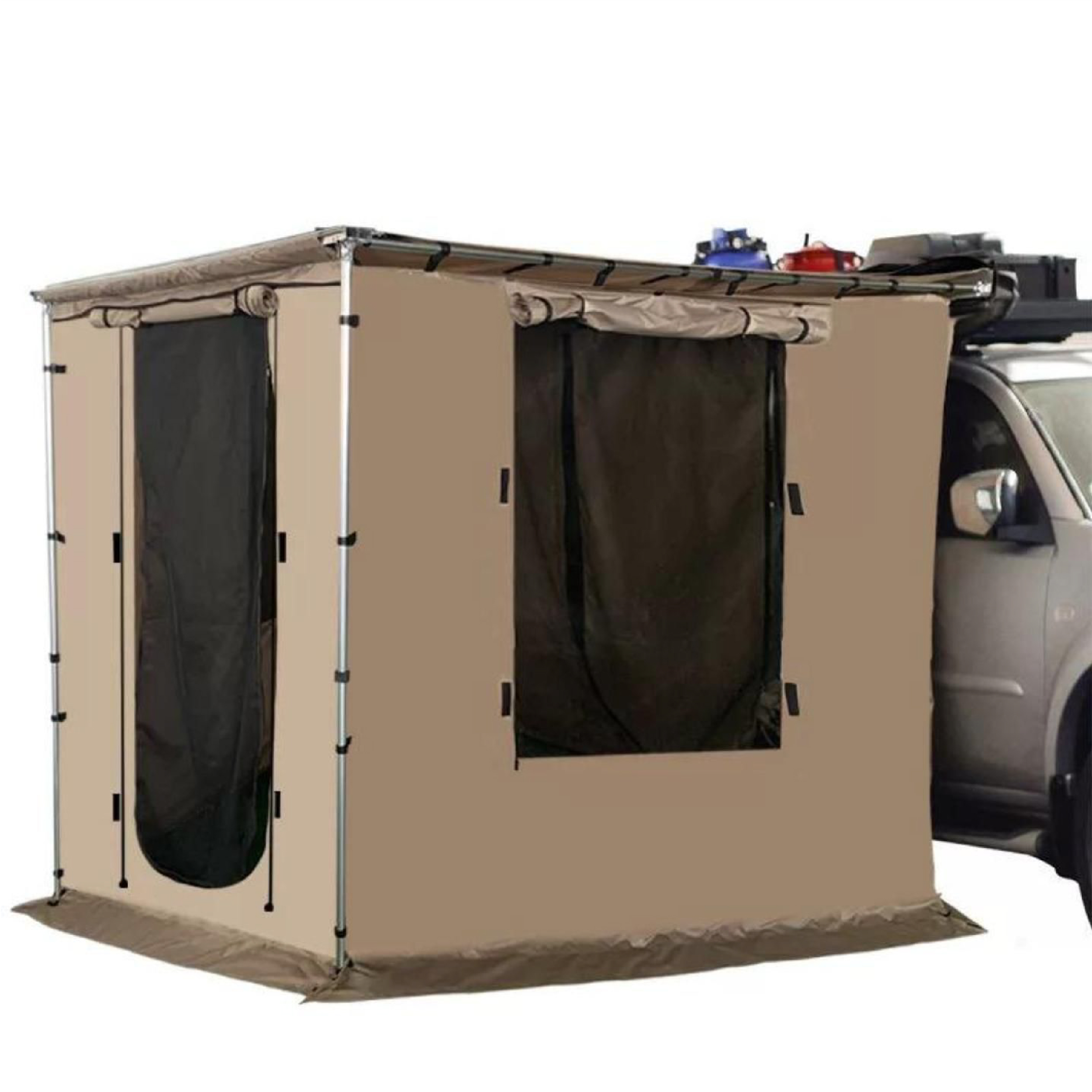 Car side awning with full cover tent (2 doors & 2 windows, double layer)
