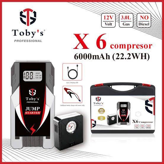 Toby’s X6 Compressor 6000 mAh / 22.2 Wh Power Bank & Jump Starter
