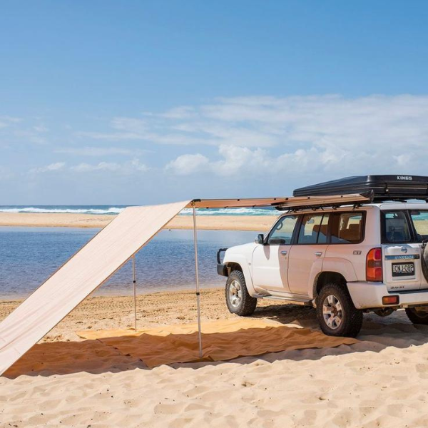 Car side awning with wall