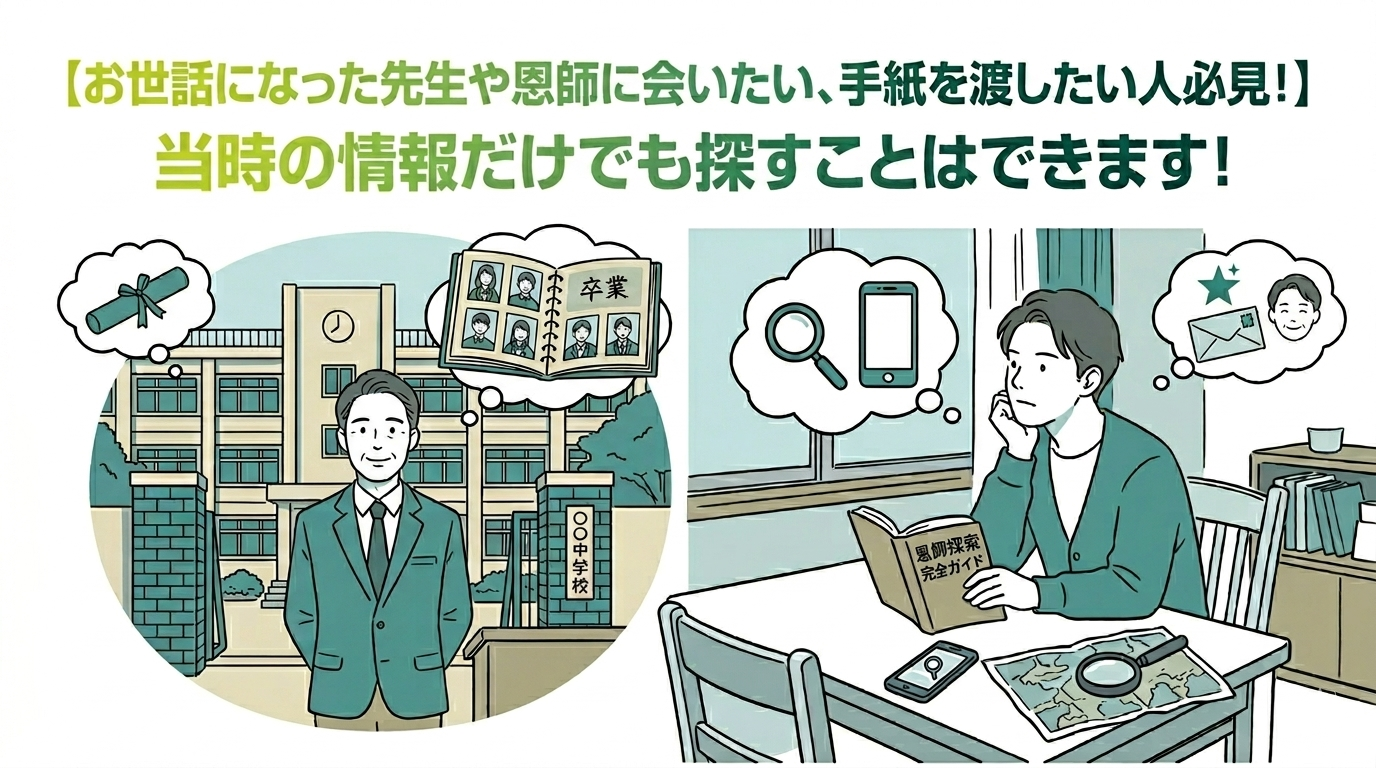 【お世話になった先生や恩師に会いたい、手紙を渡したい人必見!】当時の情報だけでも探すことはできます!