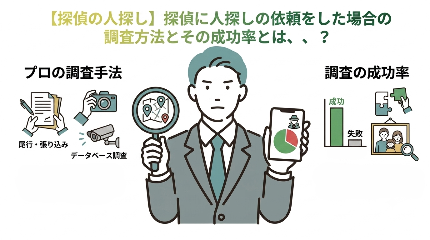 【探偵の人探し】探偵に人探しの依頼をした場合の調査方法とその成功率とは、、、？