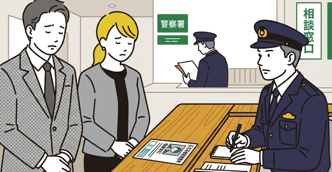警察に人探しを依頼している様子
