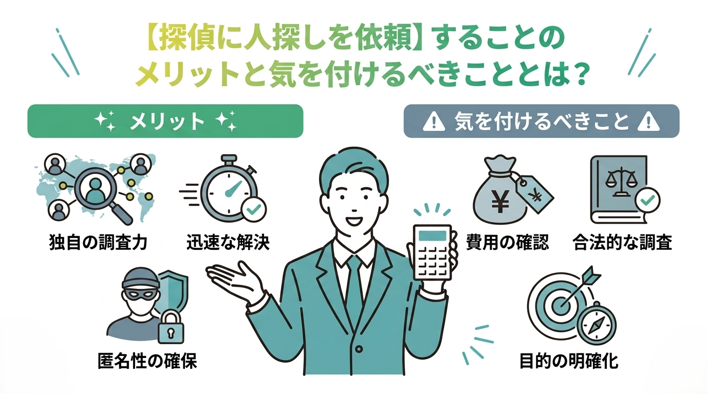【探偵に人探しを依頼】することのメリットと気を付けるべきこととは?