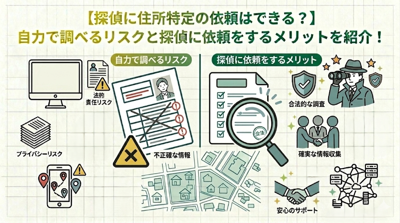 【探偵に住所特定の依頼はできる？】自力で調べるリスクと探偵に依頼をするメリットを紹介！