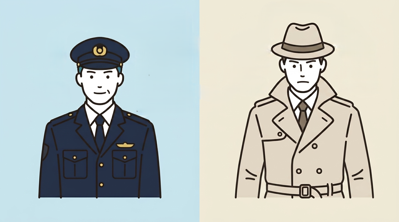 警察か探偵に人探しの依頼をしようとしている様子
