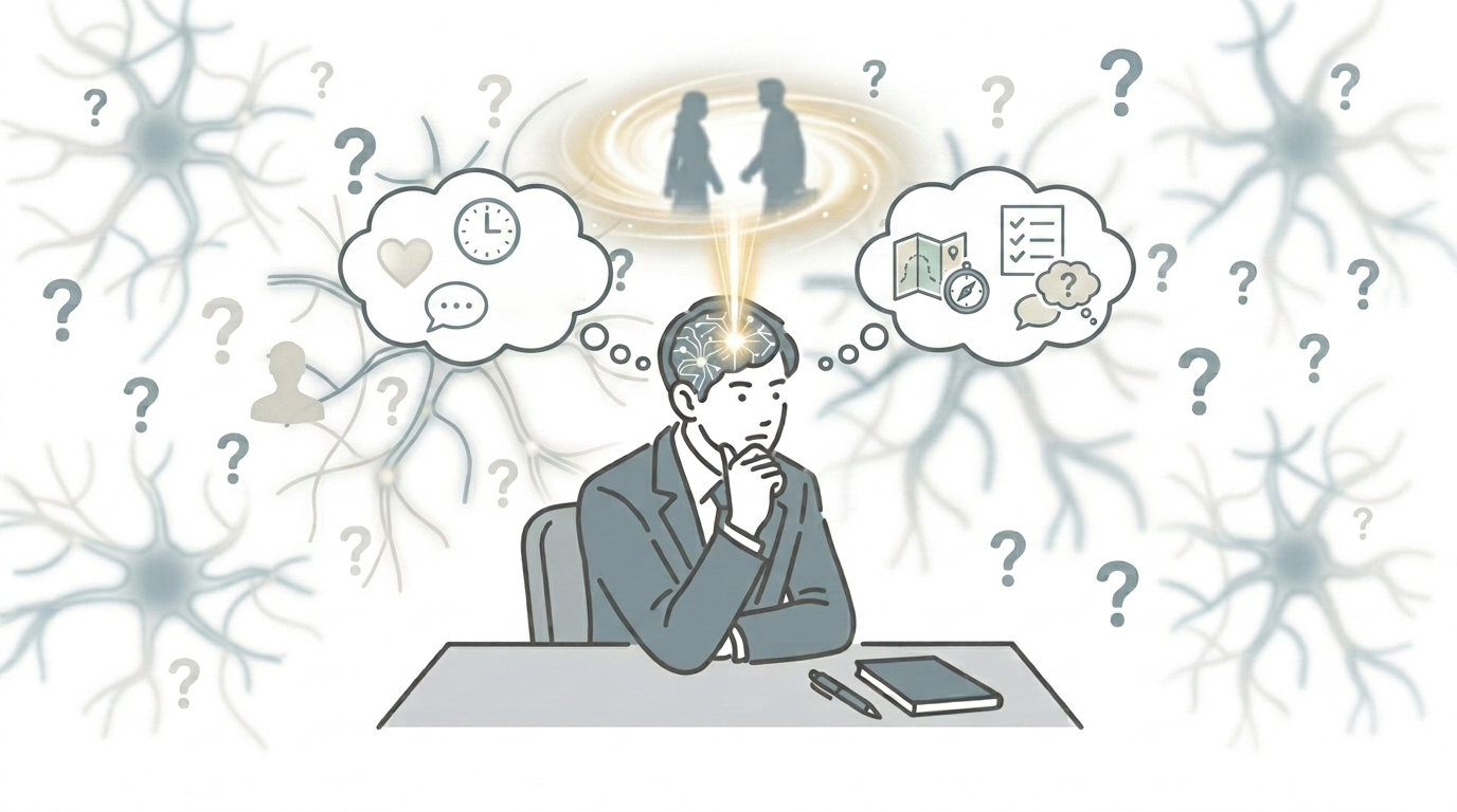 会いたい人になぜ会いたいのか考えている様子