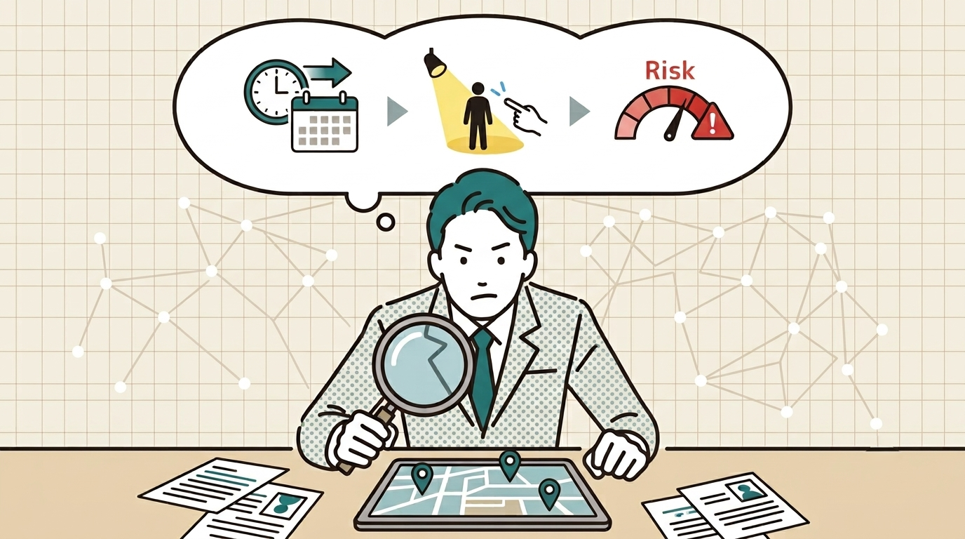 人探しで相手に知られずに動き出すタイミングとリスクについてを表している様子