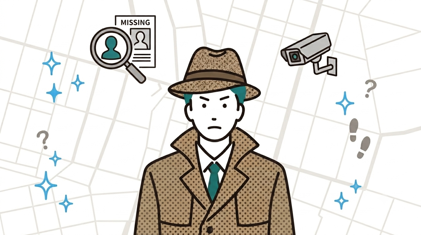 探偵が人探しをしようとしている様子