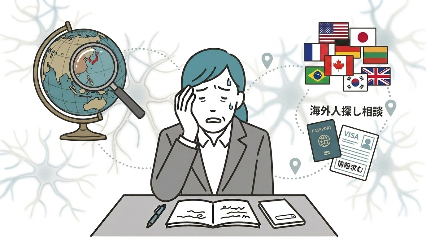 外国人の人探しに苦労している人の様子
