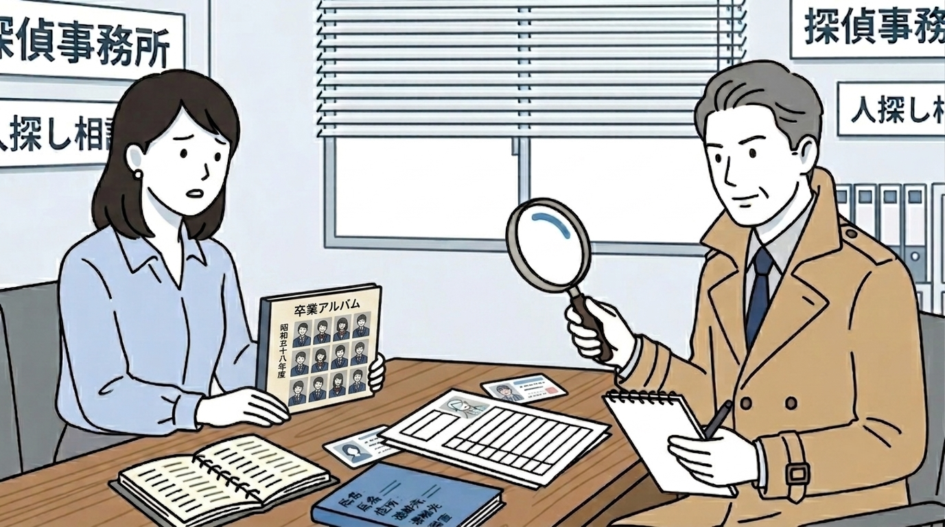 探偵に人探しを依頼している人の様子