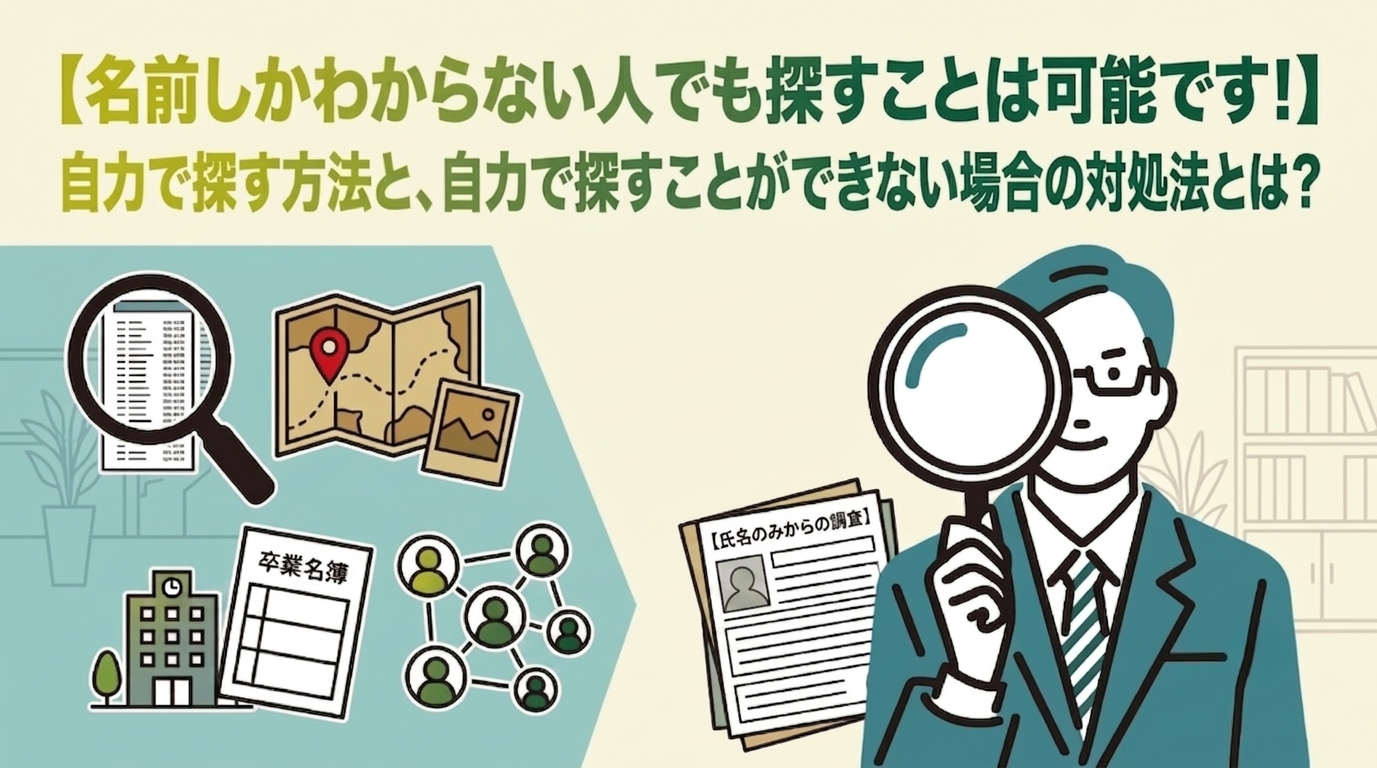 【名前しかわからない人でも探すことは可能です！】自力で探す方法と、自力で探すことができない場合の対処法とは？