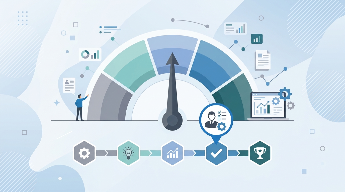 チェックリストの自己診断結果と優先対策を示す図解