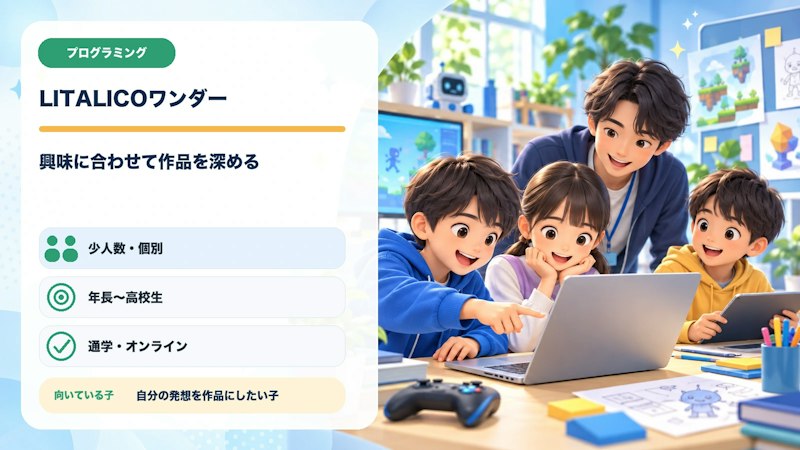 LITALICOワンダーの少人数・個別形式、対象、向いている子の特徴