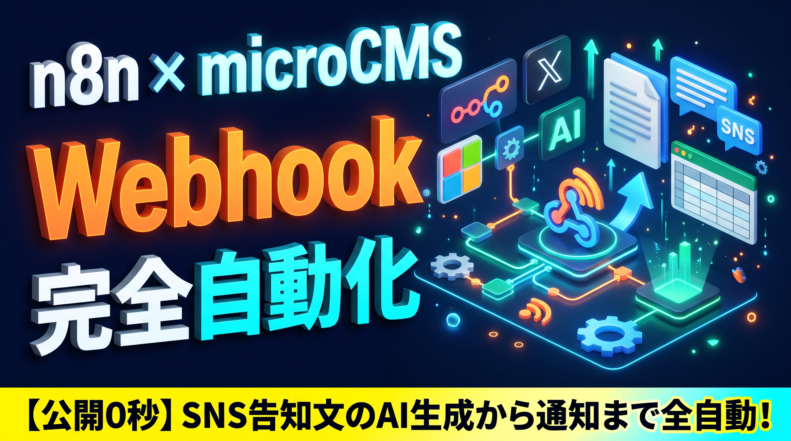 【実践】n8n × microCMSをWebhook連携！記事公開からSNS告知文のAI生成・通知まで完全自動化する手順